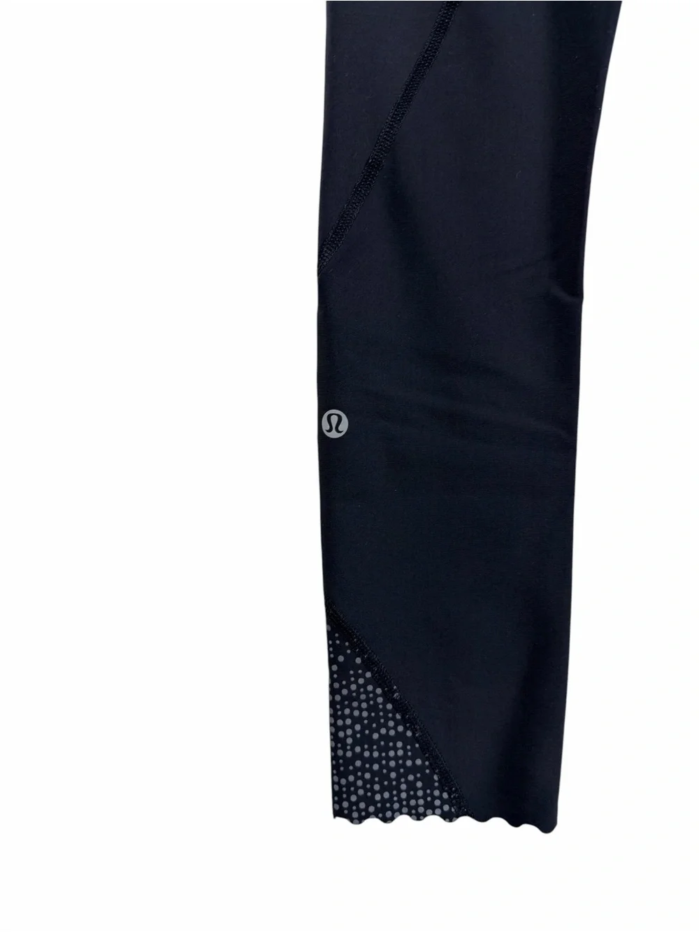 Lululemon Black Tight Stuff Tight Legging Reflective Pattern Scallop Hem Size 6